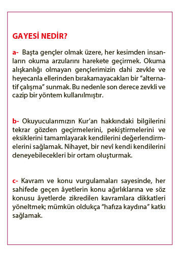 <center><br><strong>Kur'an Üzerine</strong><center><strong>Testlerle</strong><center><strong>Alternatif Eğitim Çalışmaları</strong>